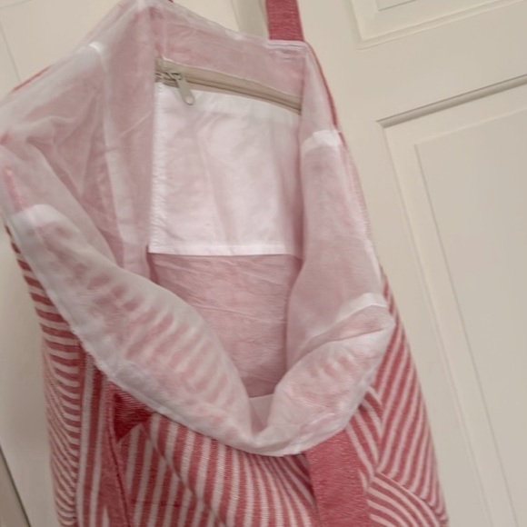 RLH Stripe Bag Red Natural Loom Weave Organic Cotton Travelin’ Light REwork NEW! - Picture 8 of 16